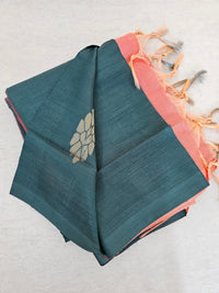 Bottle Green with Peach Pallu Handwoven Chinnalampattu Saree