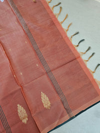 Bottle Green with Peach Pallu Handwoven Chinnalampattu Saree