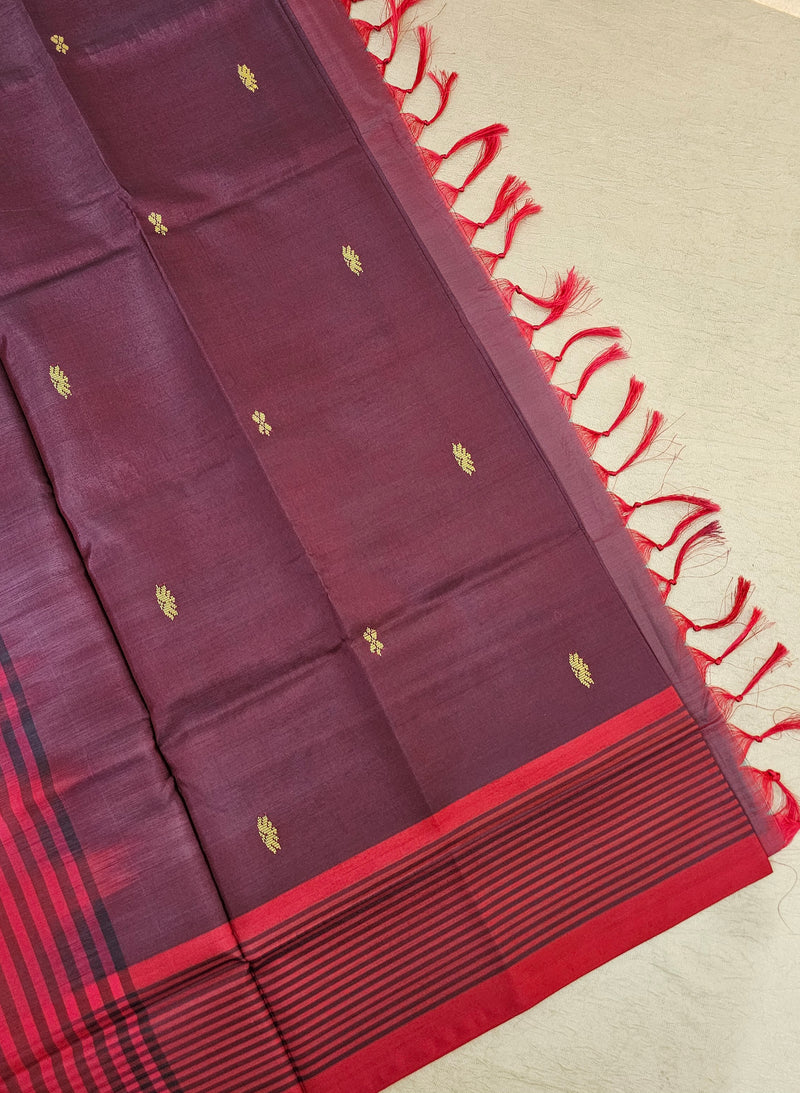 Monochrome Dual Shade Dark Purple cum Pink Pallu Handwoven Chinnalampattu Saree