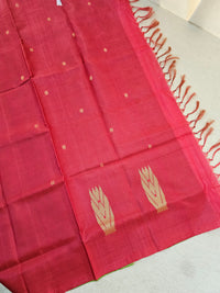 Green with Pink Pallu Handwoven Chinnalampattu Saree