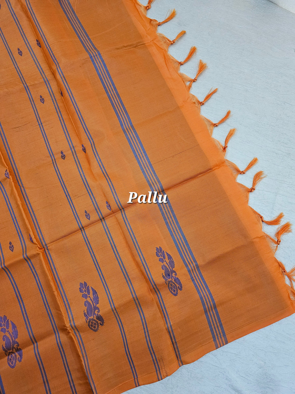 Blue with Orange  Handwoven Chinnalampattu Saree