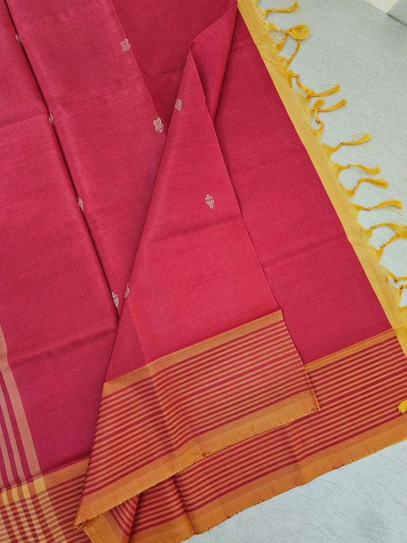 Red with Sandal Yellow Pallu Handwoven Chinnalampattu Saree