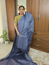 Bhagalpuri Silk Viscous with Thread Work - Dark Blue