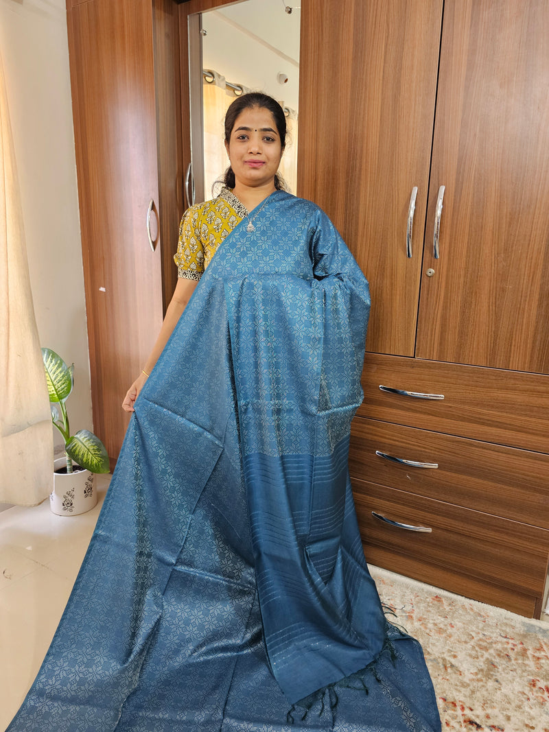 Bhagalpuri Silk Viscous with Thread Work - Peacock Blue