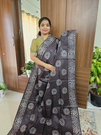 Bhagalpuri Silk Viscous with Batik Prints - Brown