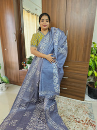 Bhagalpuri Silk Viscous with Batik Prints - Grey