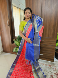 Pochampally Art Silk Saree - Red with Blue