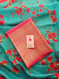 Mangalagiri Pattu Unstitched Suit - Pink