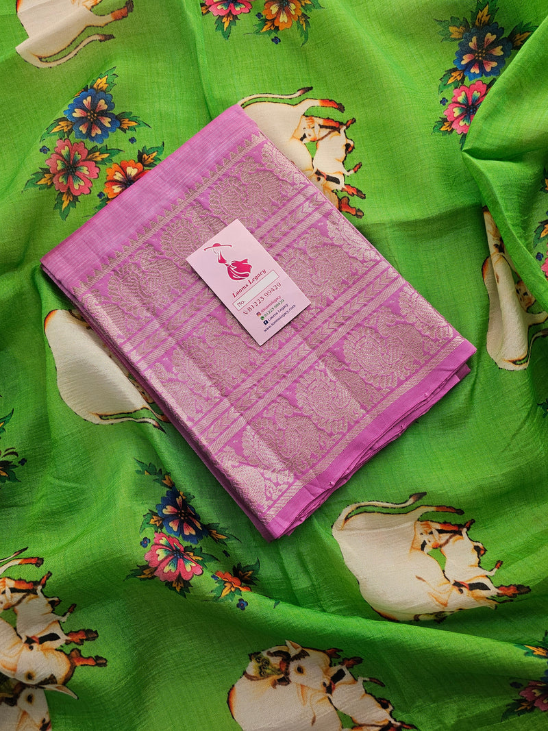 Mangalagiri Pattu Unstitched Suit - Lavender