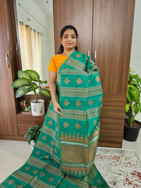 Semi Maandu Tussar Zari Weaving Saree - Green