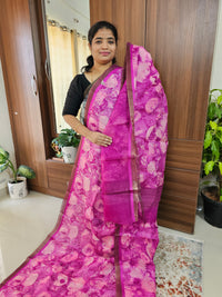 Handwoven Kota Tussar Saree with Zari Border - Pink