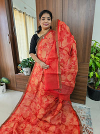 Handwoven Kota Tussar Saree with Zari Border - Orange