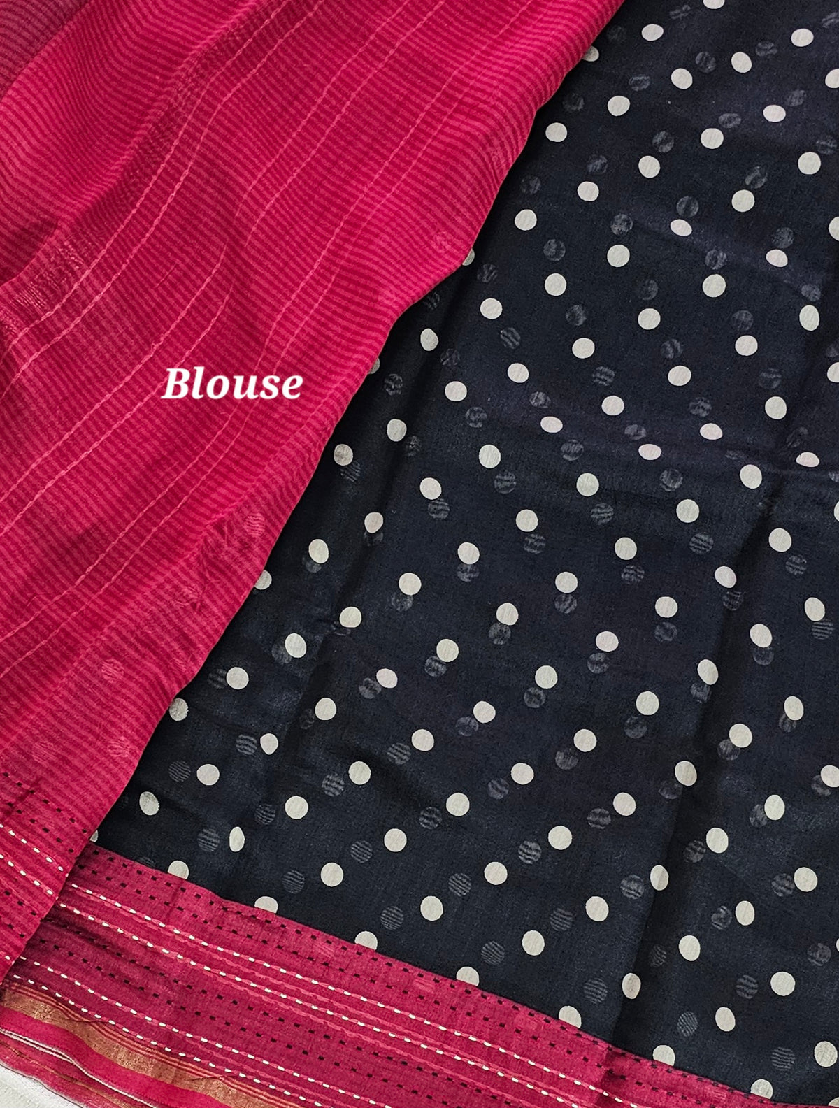 Pure Chanderi Butter Silk - Black with Maroon