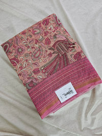 Pure Chanderi Butter Silk - Peach with Pink