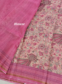 Pure Chanderi Butter Silk - Peach with Pink