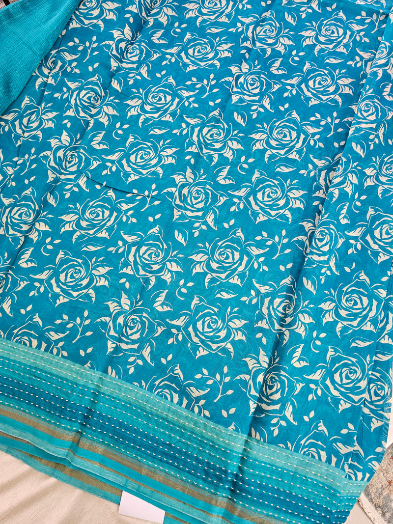 Pure Chanderi Butter Silk - Blue