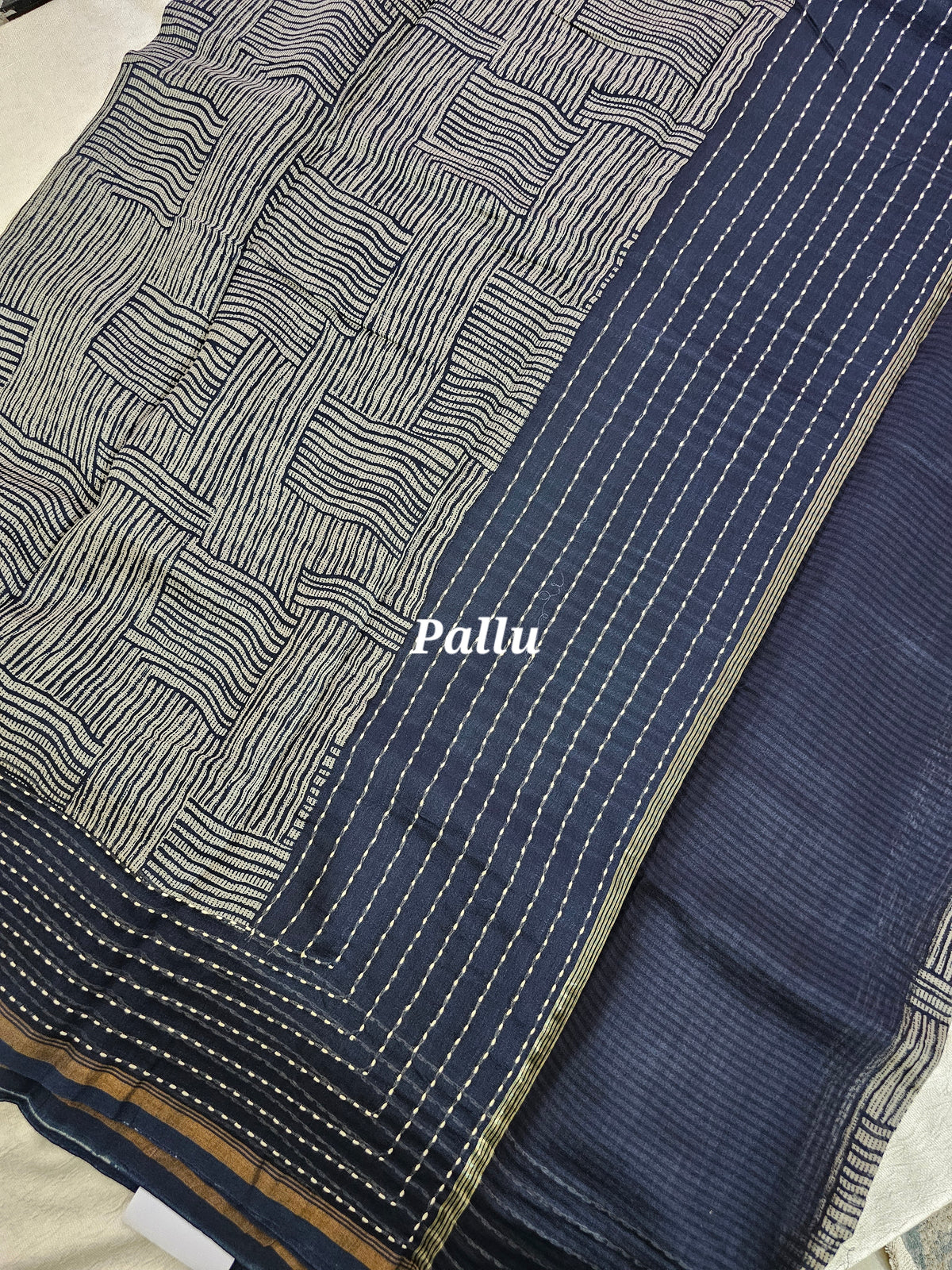 Pure Chanderi Butter Silk - Dark Blue