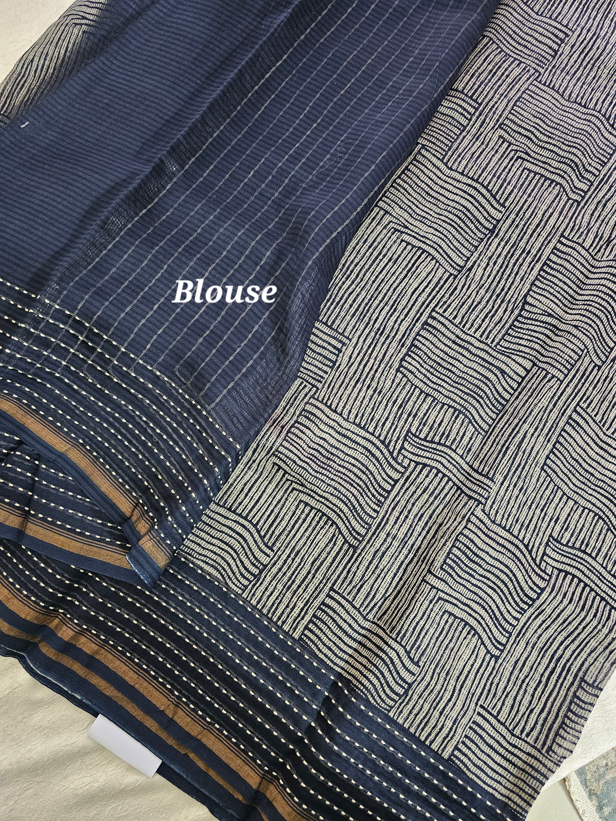 Pure Chanderi Butter Silk - Dark Blue