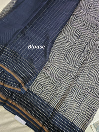 Pure Chanderi Butter Silk - Dark Blue