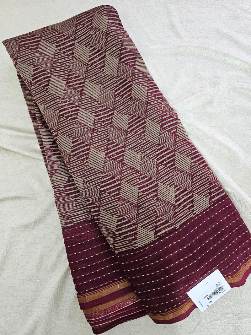 Pure Chanderi Butter Silk - Maroon