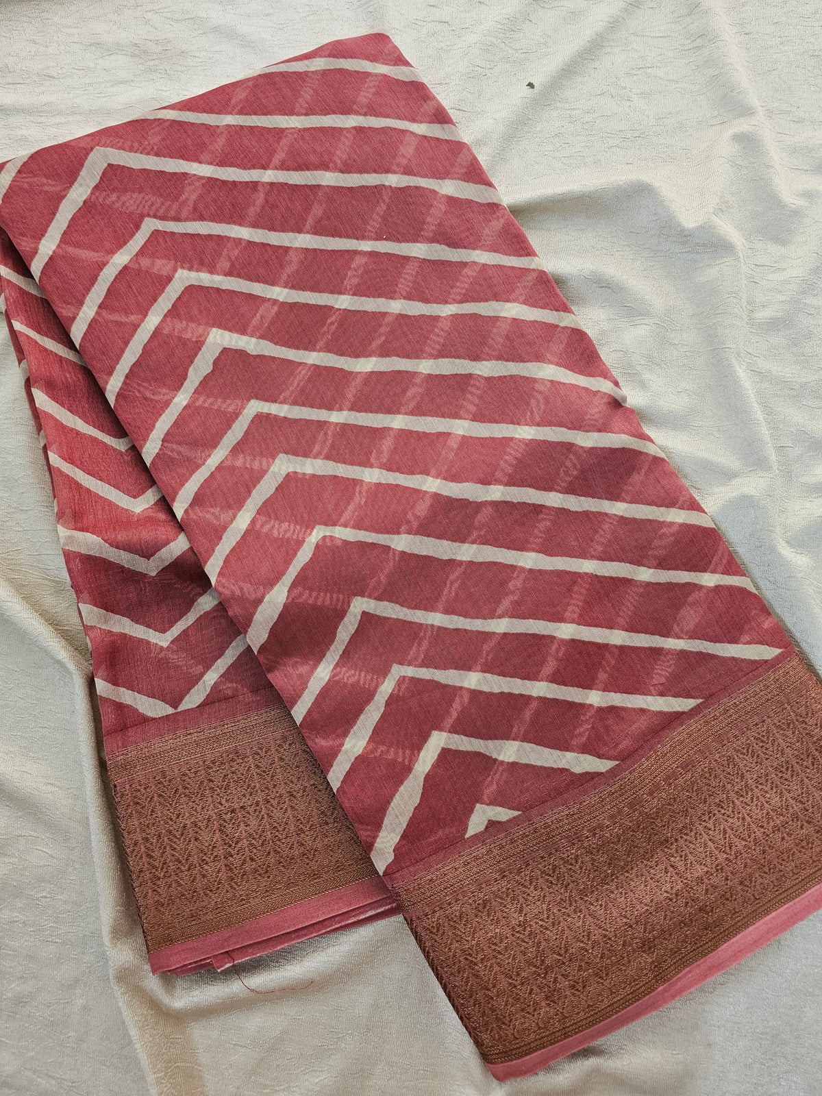 Pure Chanderi Butter Silk - Peach