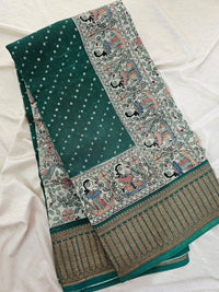 Pure Chanderi Butter Silk - Bottle Green