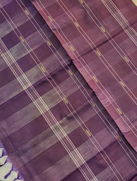 Chinnalampattu Saree - Cream with Purple Checks