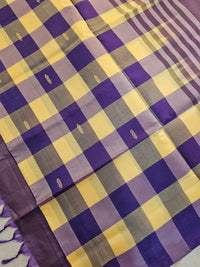 Chinnalampattu Saree - Cream with Purple Checks