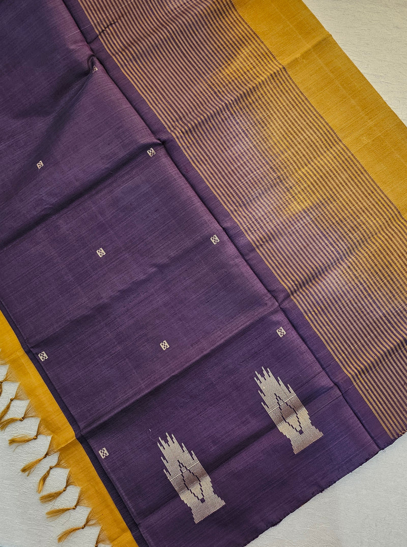 Chinnalampattu Saree - Dark Purple with Golden Brown