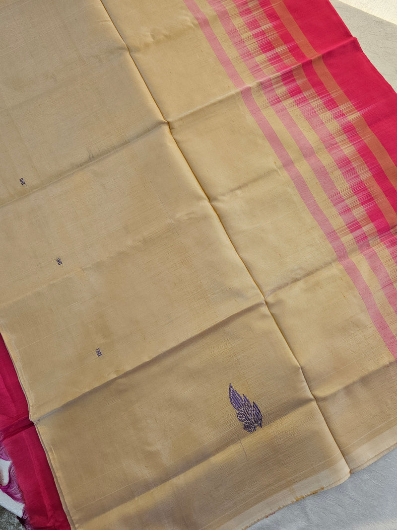 Chinnalampattu Saree - Cream with Pink