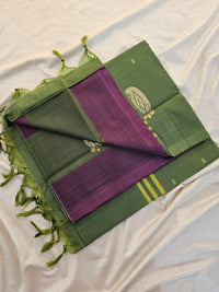 Chinnalampattu Saree - Dark Purple with Green