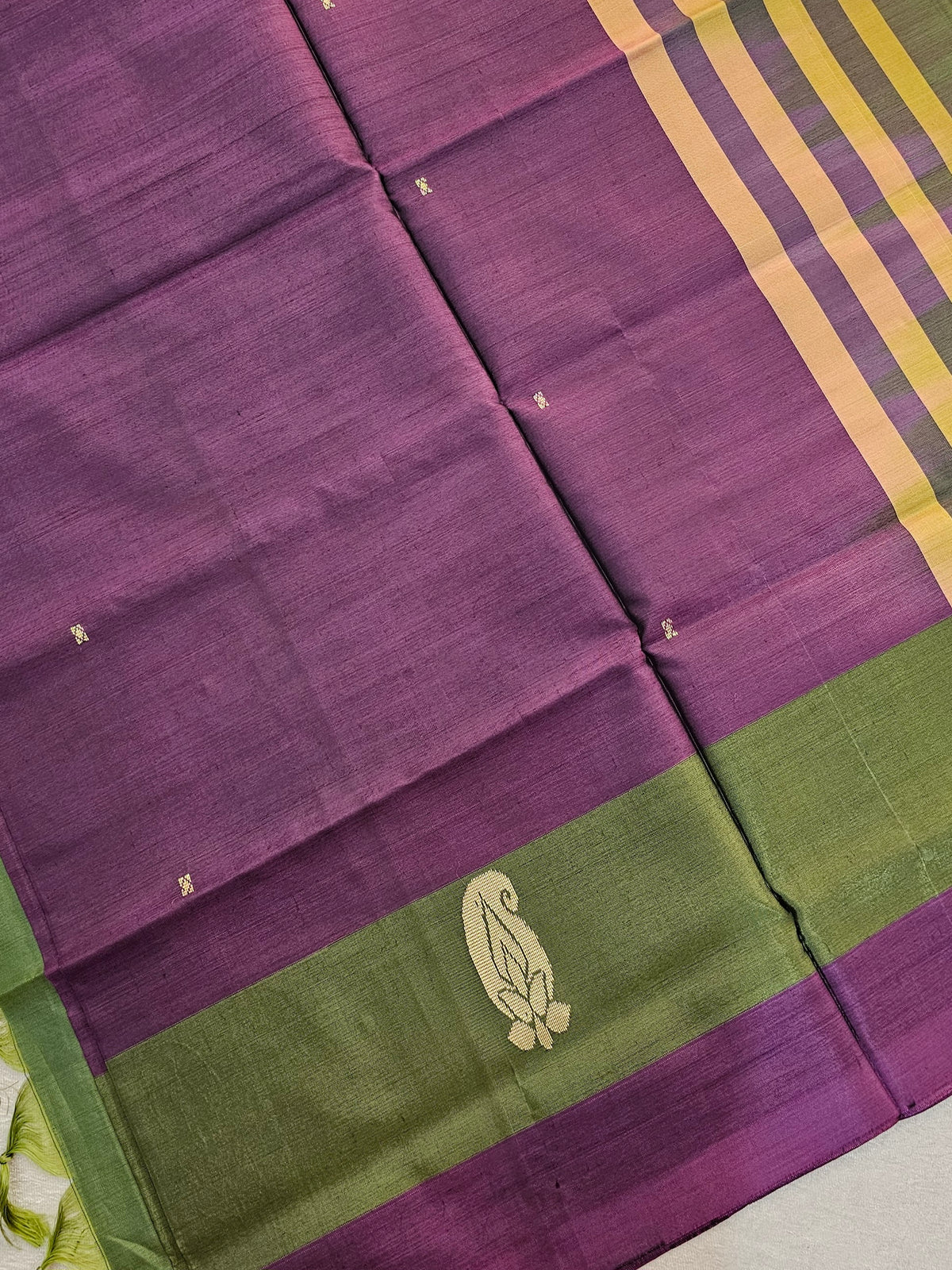 Chinnalampattu Saree - Dark Purple with Green