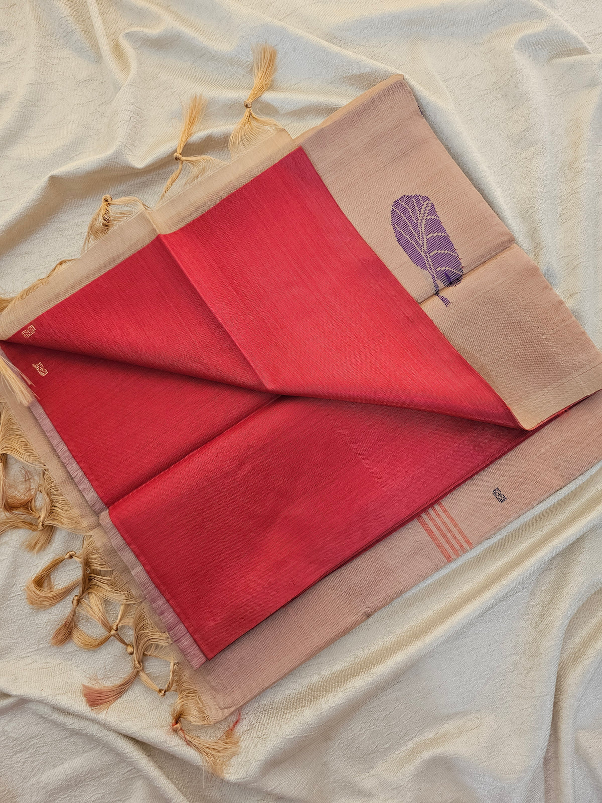 Chinnalampattu Saree - Red with Cream