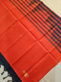 Chinnalampattu Saree - Dark Orange with Navy Blue