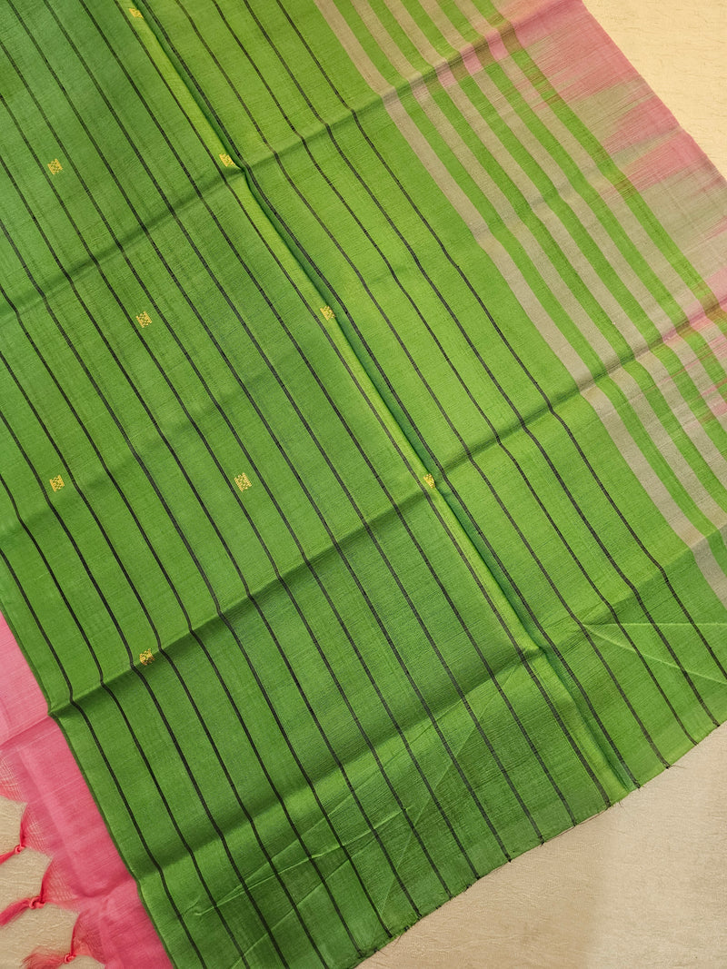 Chinnalampattu Saree - Green with Pink