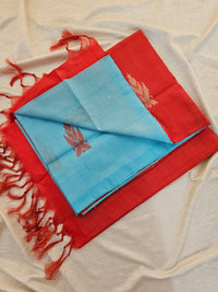 Chinnalampattu Saree - Sky Blue with Red