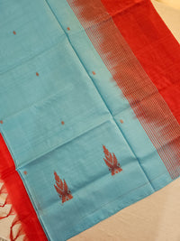 Chinnalampattu Saree - Sky Blue with Red