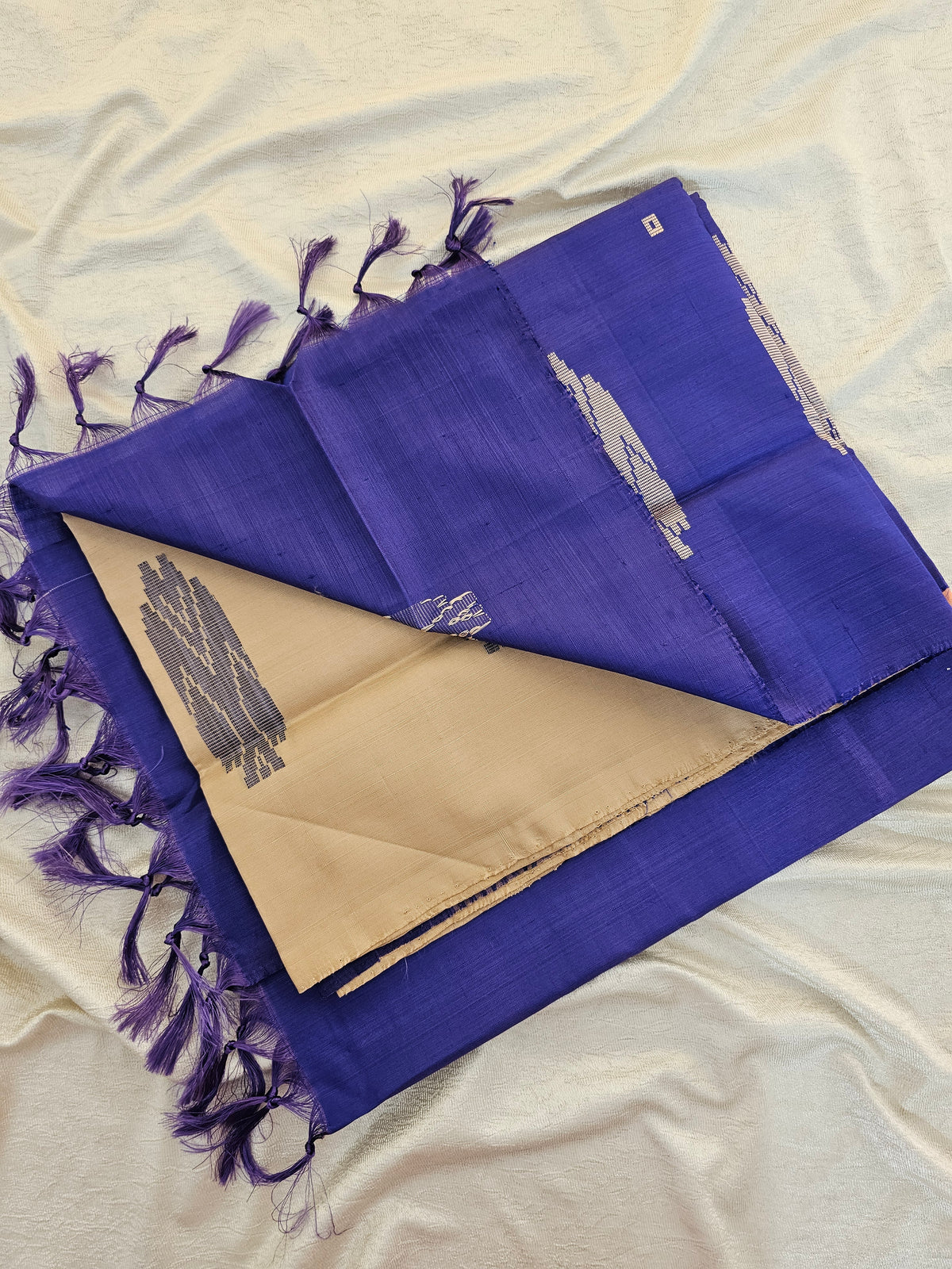 Chinnalampattu Saree - Cream with Violet