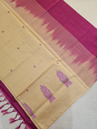 Chinnalampattu Saree - Cream with Magenta Pink