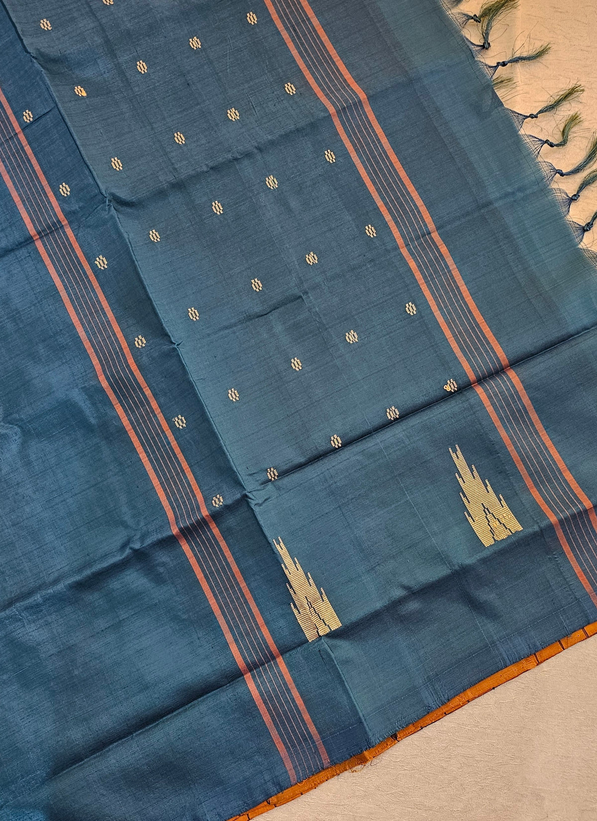 Chinnalampattu Saree - Golden Brown with Peacock Green