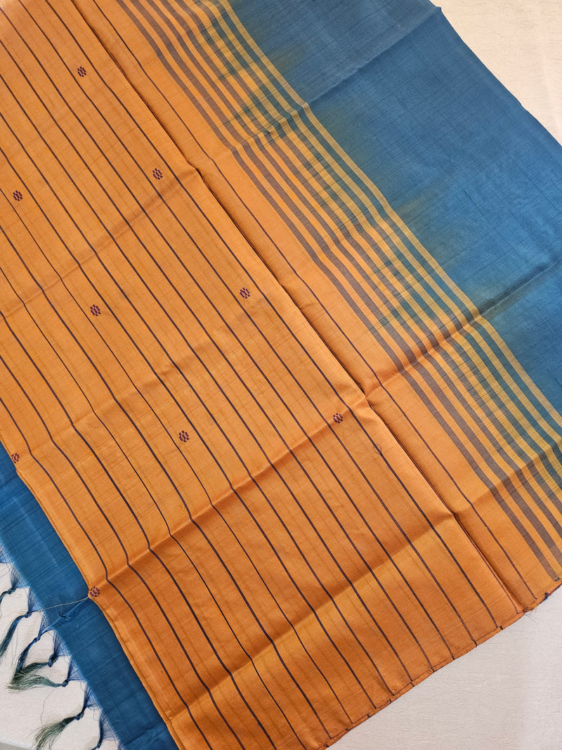 Chinnalampattu Saree - Golden Brown with Peacock Green