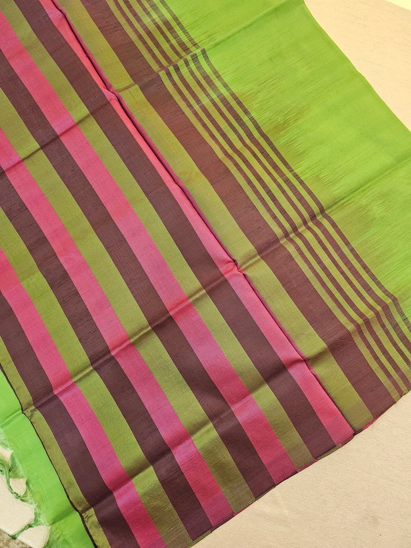 Chinnalampattu Saree - Multi Stripes with Green