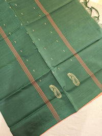 Chinnalampattu Saree - Peach with Peacock Green