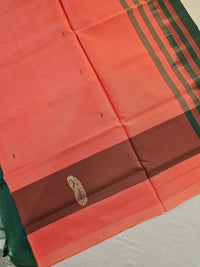 Chinnalampattu Saree - Peach with Peacock Green