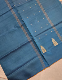 Chinnalampattu Saree - Golden Brown with Peacock Blue