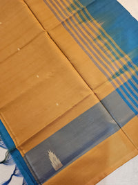 Chinnalampattu Saree - Golden Brown with Peacock Blue