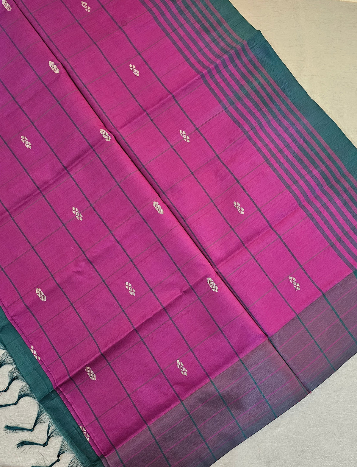 Chinnalampattu Saree - Magenta Pink with Peacock Green