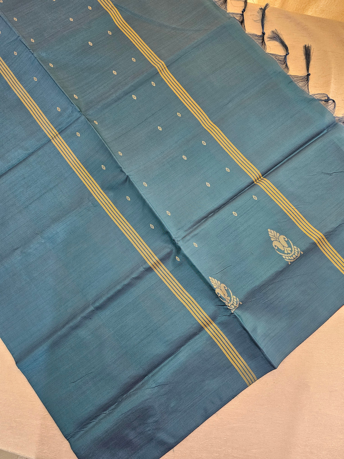 Chinnalampattu Saree - Peach with Peacock Green