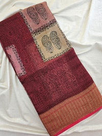 Pure Chanderi Butter Silk - Maroon