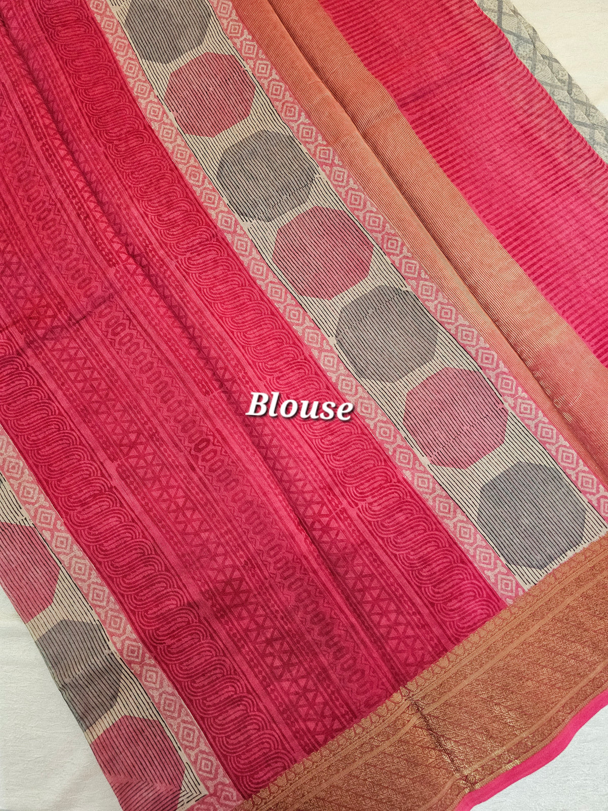 Pure Chanderi Butter Silk - Grey With Pink